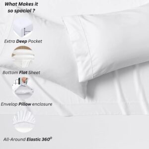 Cotton Bed Sheets 5 Piece Split Set 400 Thread Count 100% Extra Long Staple Luxurious & Hypoallergenic Bedding Hotel & Home Collection Deep Pocket 10-18 inches (Split King, White Solid)