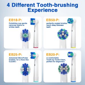 Replacement Brush Heads for Oral B, 16 Pcs Toothbrush Replacement Heads Compatible with Oral B Pro1000 Pro3000 Pro5000 Pro7000, Includes 4 Floss, 4 Cross, 4 Precision & 4 Whitening Brush Heads