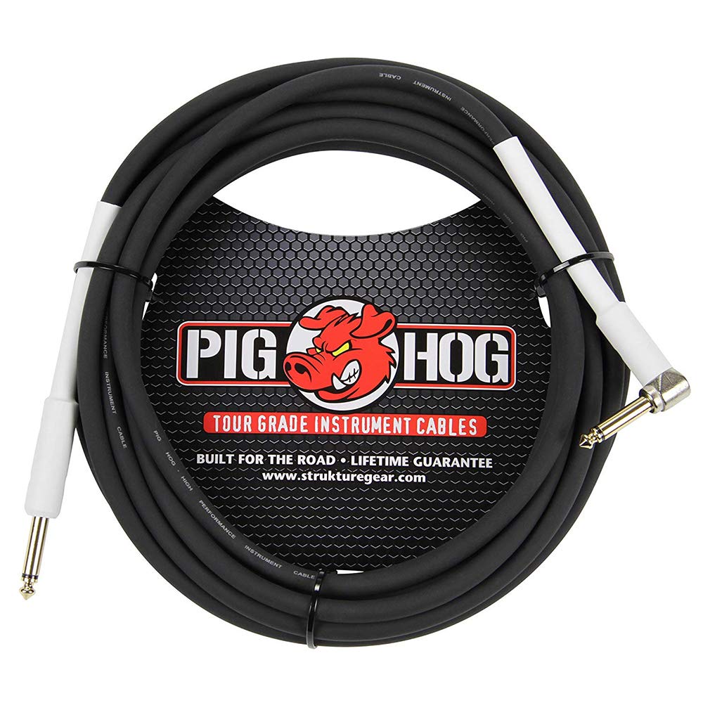 Pig HOG 18.6' Feet High Performance Instrument Cable Black, Straight-Angeled (2-Pack)