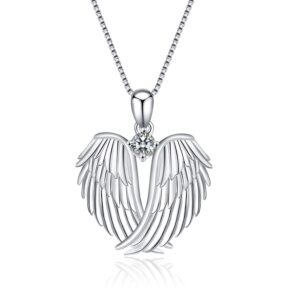 yfn angel wings necklace 925 sterling silver guardian angel wings pendant birthstone necklace for women jewelry gifts