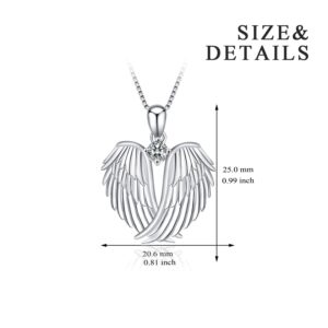 YFN Angel Wings Necklace 925 Sterling Silver Guardian Angel Wings Pendant Birthstone Necklace for Women Jewelry Gifts