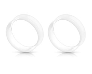 pierced owl white ultra thin silicone double flared saddle tunnels, sold as a pair (16mm (5/8"))