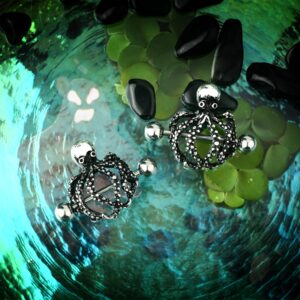 COCHARM 2PCS 14G Octopus Nipple Rings Nipple Piercing Jewelry for Women 14mm Short Nipple Shield Stainless Steel