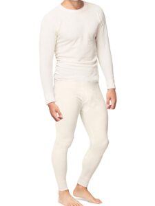 place and street men’s cotton thermal underwear set shirt pants long johns white