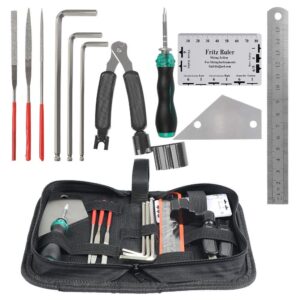 timesetl guitar repairing maintenance tool kit includes fret rocker leveling tool string organizer string action ruler gauge measuring tool hex wrench set files for guitar ukulele bass mandolin banjo