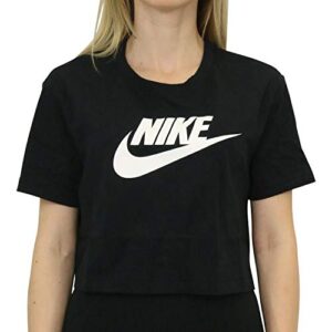 nike women's sportswear essential cropped t-shirt (large) black