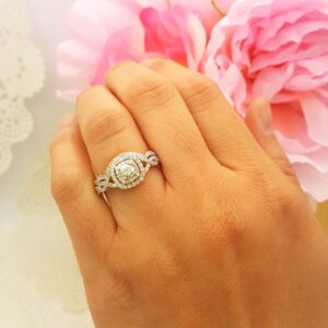 Dazzlingrock Collection 1.00 Carat (Ctw) Round Lab Grown White Diamond Criss Cross Style Engagement Ring Set for Her in 18K Yellow Gold Size 5.5