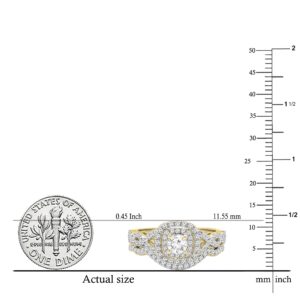 Dazzlingrock Collection 1.00 Carat (Ctw) Round Lab Grown White Diamond Criss Cross Style Engagement Ring Set for Her in 18K Yellow Gold Size 5.5