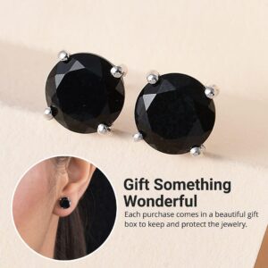 SHOP LC Black Tourmaline Stud Earrings for Women 925 Sterling Silver Platinum Plated Goth Comfy Jewelry Gifts for Women Ct 4 Birthday Gifts