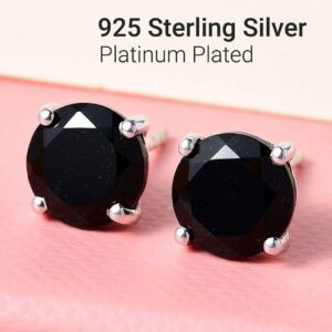 SHOP LC Black Tourmaline Stud Earrings for Women 925 Sterling Silver Platinum Plated Goth Comfy Jewelry Gifts for Women Ct 4 Birthday Gifts