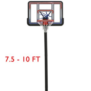 Cirocco Acrylic 44" In Ground Basketball Hoop System | 7.5'-10' Height Adjustable Sturdy High Impact Absorb Backboard Heavy Duty 3.5" Pole All Weather Resistance 5/8" Steel Ring Outdoor Game Practice