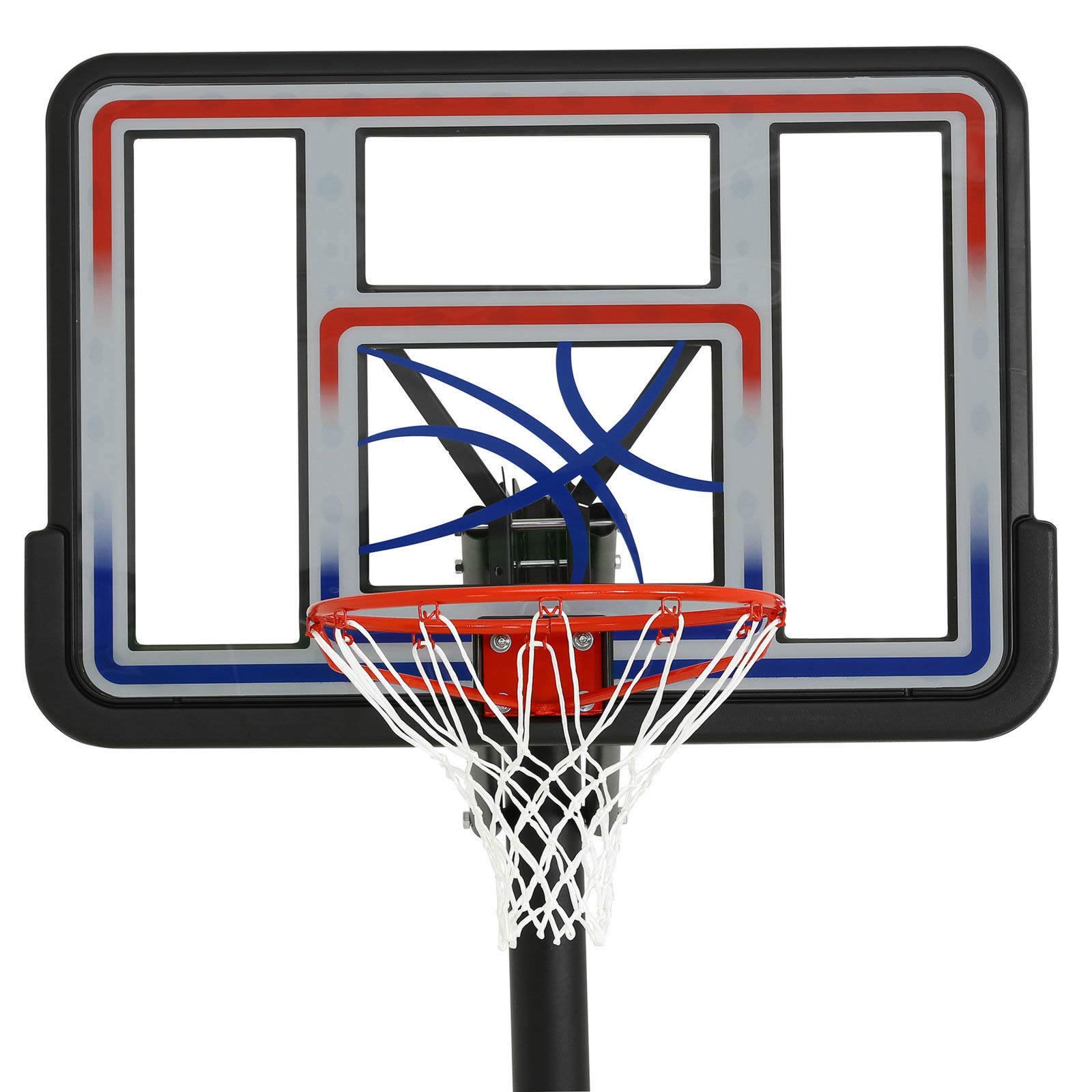 Cirocco Acrylic 44" In Ground Basketball Hoop System | 7.5'-10' Height Adjustable Sturdy High Impact Absorb Backboard Heavy Duty 3.5" Pole All Weather Resistance 5/8" Steel Ring Outdoor Game Practice