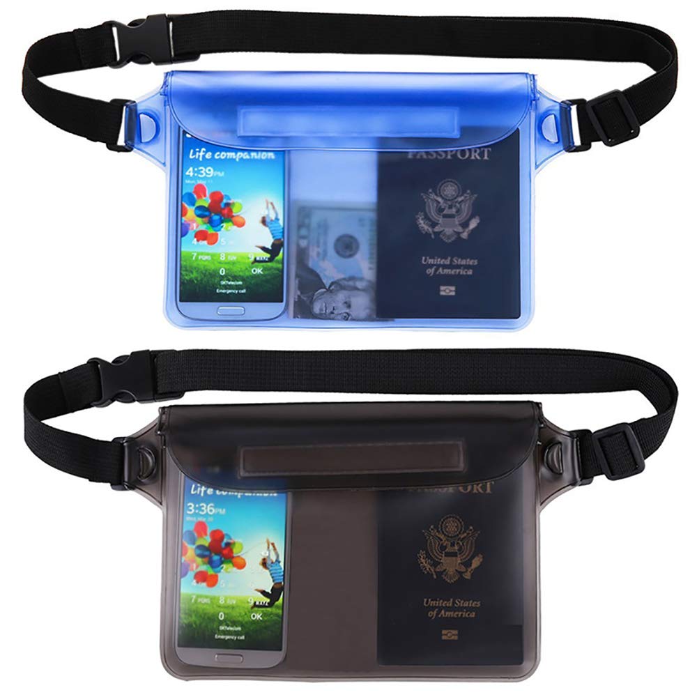 Waterproof Pouch Set, 2 Pack Phone Bag Fanny Pack with Waist/Shoulder, Water Proof Beach Gear Universal Accessories for Men Women Kids