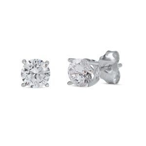 igi certified 10k white gold 0.10ct to 2ct round diamond stud earring for women by diamond hub (h-i, i2-i3)