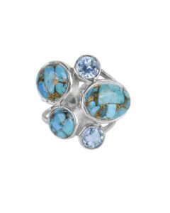 yotreasure blue turquoise topaz solid 925 sterling silver chunky ring jewelry