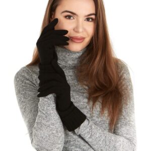 Manio Cashmere Knitted Gloves (Black), Medium