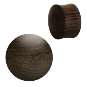 pierced owl organic ebony wood double flared saddle plugs, sold as a pair (25mm (1"))