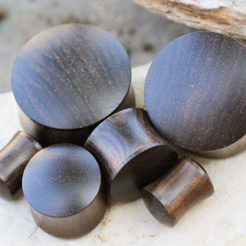 Pierced Owl Organic Ebony Wood Double Flared Saddle Plugs, Sold as a Pair (25mm (1"))