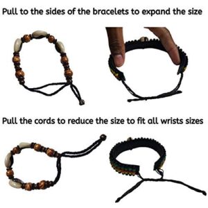 Novarena 1-24 Pcs Bracelets and Necklaces for Men Women Beaded Bracelets Multi Layer Stackable Ethnic Tribal African Traditional (4 Pcs Bracelets Set - Style A)