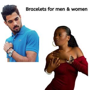 Novarena 1-24 Pcs Bracelets and Necklaces for Men Women Beaded Bracelets Multi Layer Stackable Ethnic Tribal African Traditional (4 Pcs Bracelets Set - Style A)