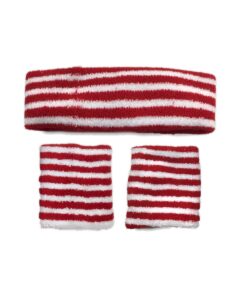 awkward styles sweatband set yoga wristband and headband perfect for basketball tennis running fitness - retro style soft cotton red white stripes