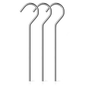 12 inch heavy duty tent pegs metal tent stakes canopy stakes for camping landscaping plant support high strength camping stakes pack of 3