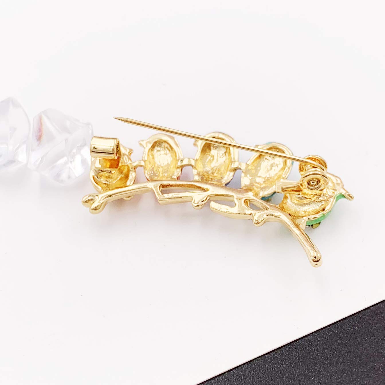 HAISWET Cute Little Bird Multi Color Brooch Pin Crystal Gold Tone