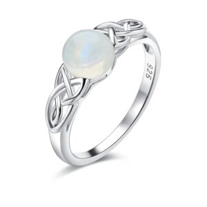 Gemsme 18K White Gold Filled 925 Sterling Silver 7.00mm Moonstone Victorian Style Solitaire Ring for Women (5)