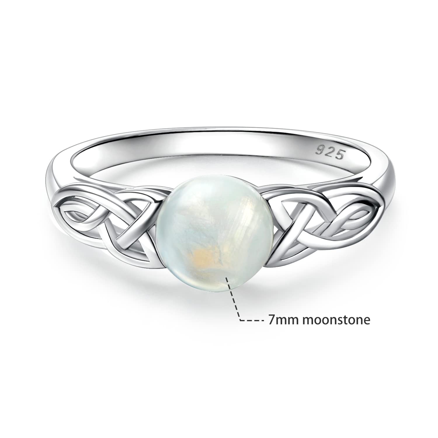 Gemsme 18K White Gold Filled 925 Sterling Silver 7.00mm Moonstone Victorian Style Solitaire Ring for Women (5)