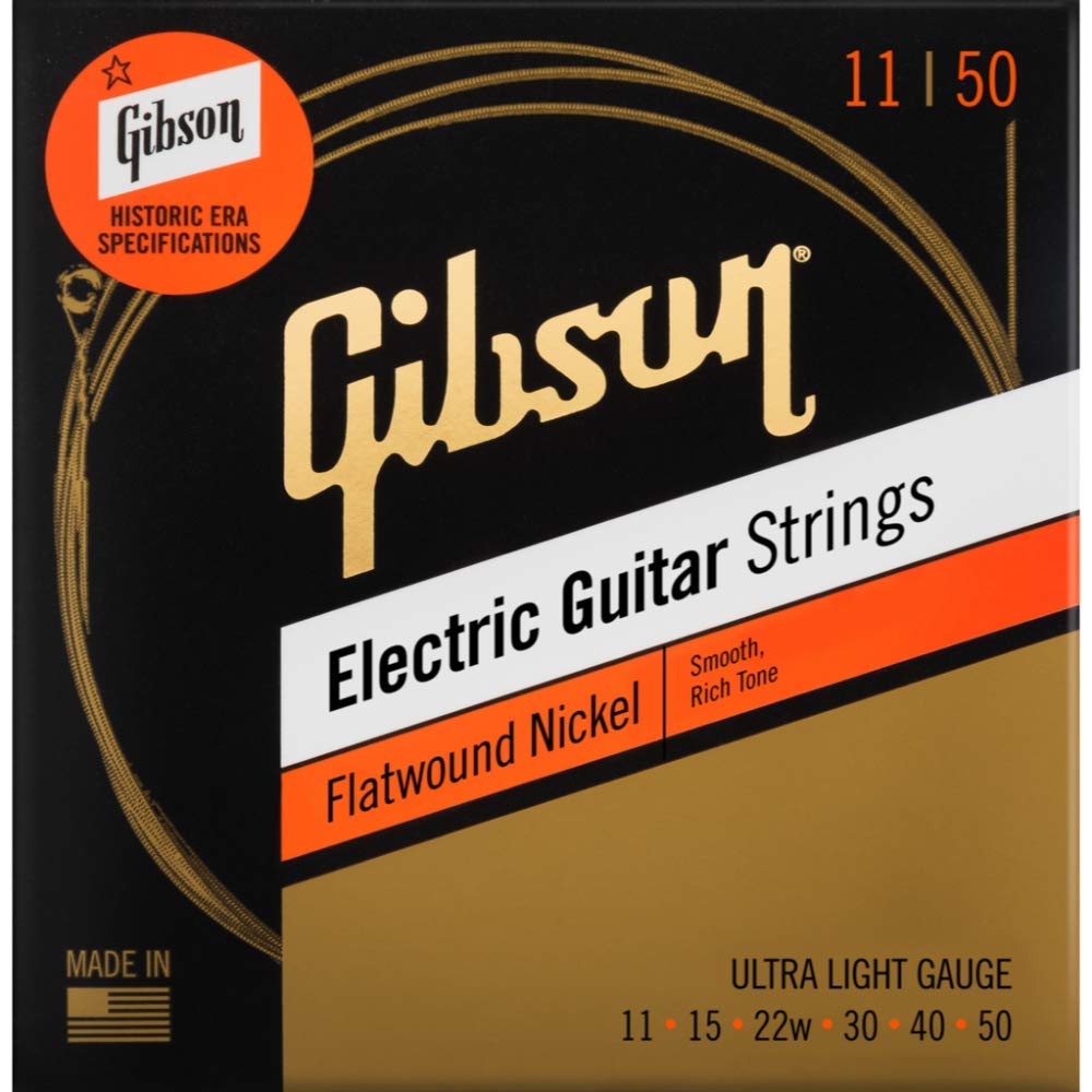 Gibson Flatwound Electric Guitar Strings, Ultra-Light