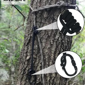 Reflective Safety Rope for Tree Stand - 30ft Premium Treestand LifeLine Rope Hunting - Safety Harness Lifeline Rope. Treestand Safety Harness Rope Camo with Prusik knot life line and Carabiner