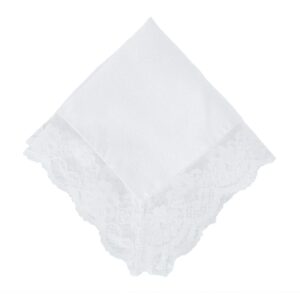 ctm® women's bridal dress lace and linen handkerchief, white