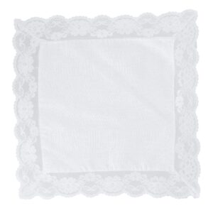 CTM® Women's Bridal Dress Lace and Linen Handkerchief, White