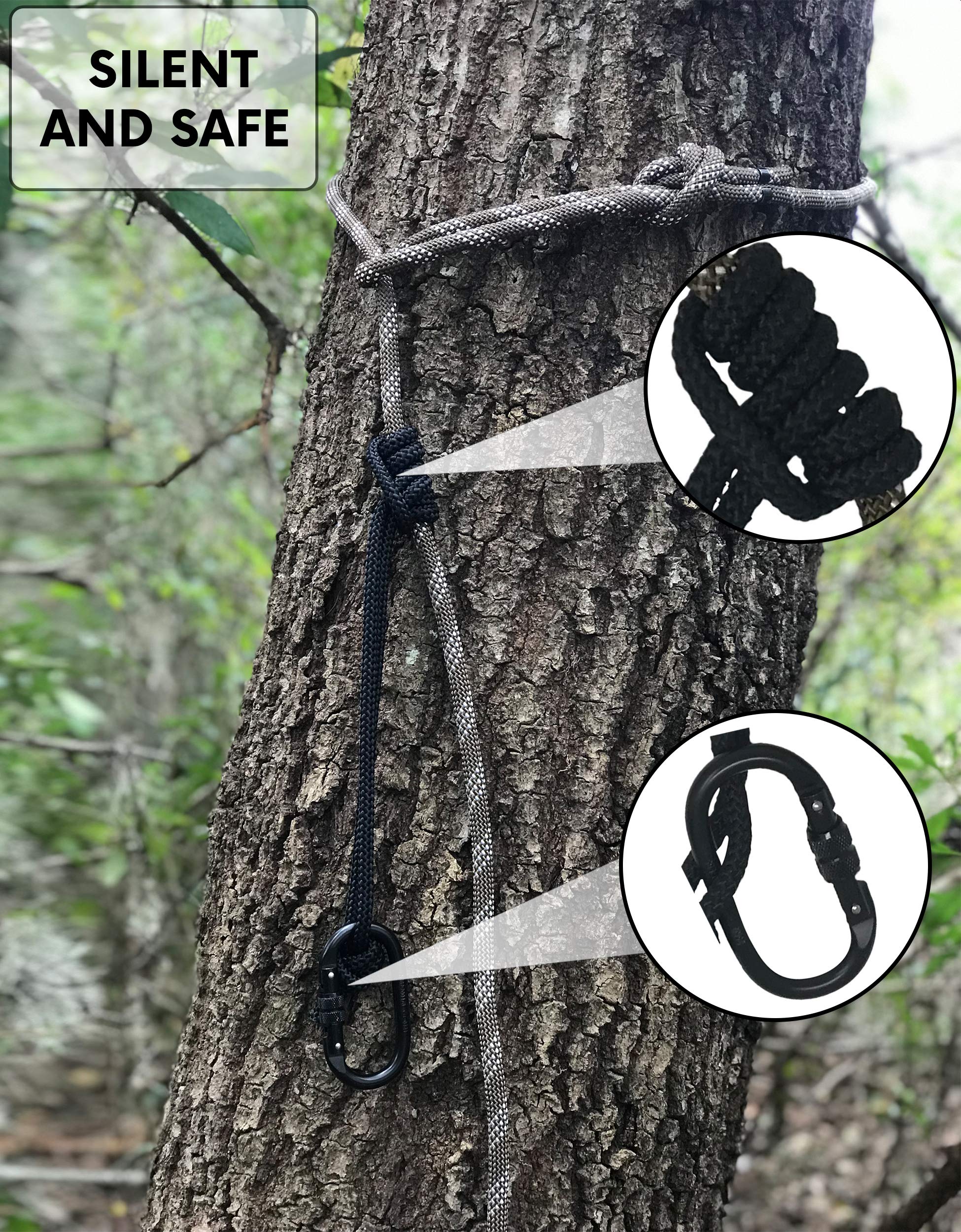 Proven Wild Treestand Safety Rope Lifeline System - 30ft Life Lines for use with Tree Stand Harness. Safety Lifeline Tree Stand Rope. 350 lb Rated Lifeline Rope.