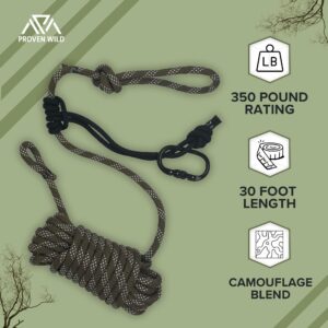 Proven Wild Treestand Safety Rope Lifeline System - 30ft Life Lines for use with Tree Stand Harness. Safety Lifeline Tree Stand Rope. 350 lb Rated Lifeline Rope.