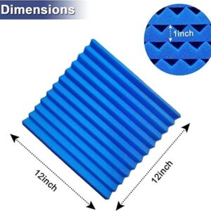 HJGFK2018 52 Pack Acoustic Foam Panels,1" x 12" x 12" Black/BLUE Acoustic Wedge Studio Foam Sound Absorption Wall Panels