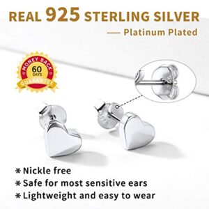 ChicSilver Hypoallergenic 925 Sterling Silver Small Minimalist Heart Earrings Studs Mini Dainty Love Heart Stud Earrings for Women Mothers Day Gifts for Mom