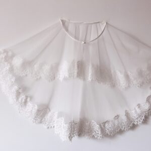 Grettytling Lace Wrap Shawl with Embroidered Lace Tulle Wedding dress cover up