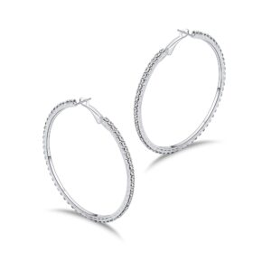 Royal Amoyy Hoop Earrings for Women and Girls, Shinning Rhinestone Hoop Earrings, Hypoallergenic Plated Alloy Earrings, Silver