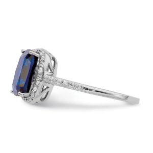 925 Sterling Silver Rhodium Plated Lab Created Blue Sapphire CZ Cubic Zirconia Simulated Diamond Ring Size 7 Measures 1.09mm Wide Jewelry for Women