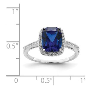 925 Sterling Silver Rhodium Plated Lab Created Blue Sapphire CZ Cubic Zirconia Simulated Diamond Ring Size 7 Measures 1.09mm Wide Jewelry for Women