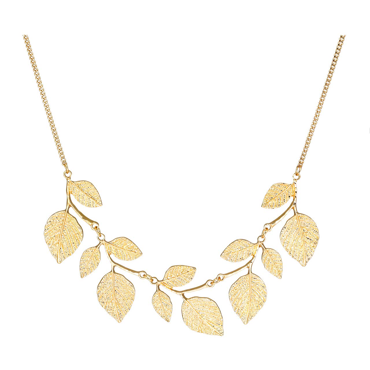 CENAPOG Bohemian Glitter Hammered Leaf Collar Necklace for Women Plant Necklace Chunky Tree Life Choker Necklace Vintage Sparkly Bib Necklace for Evening Party Fashion Jewelry (Gold)