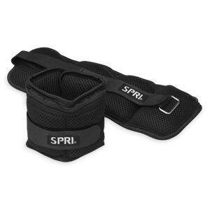 spri adjustable ankle weights - walking weights for strength training exercises, resistance endurance workouts, general fitness - for strengthening & toning lower body - 5lb set (2.5lb each)