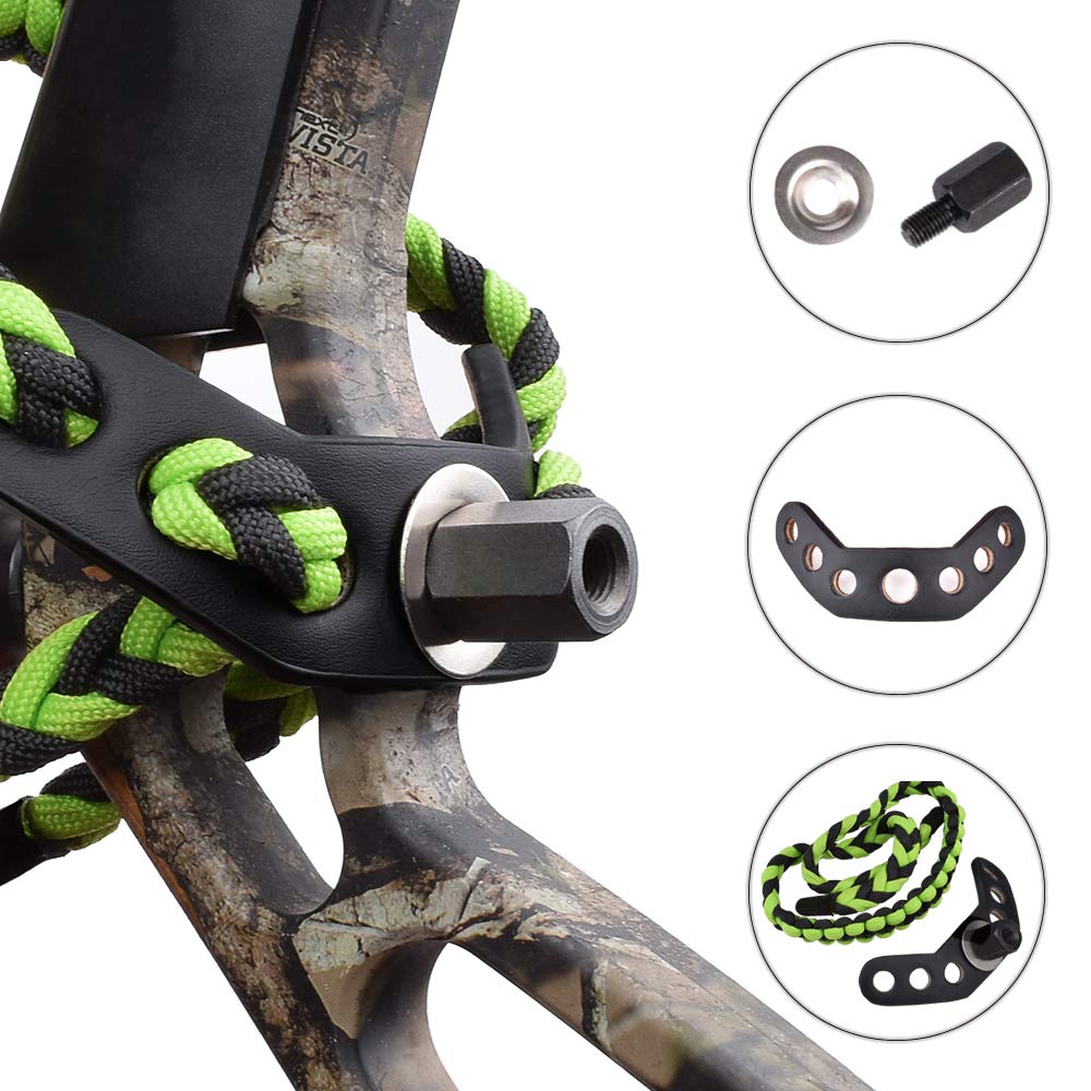 YLS Bow Slings Archery Wrist Sling Compound Bow Easy Carry Adjustable for Hunting Shooting Green