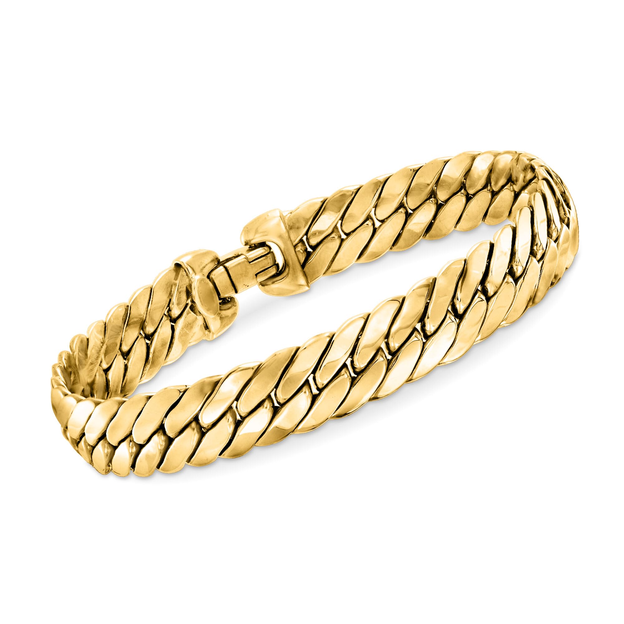 Ross-Simons Italian 14kt Yellow Gold Cuban-Link Bracelet. 7 inches