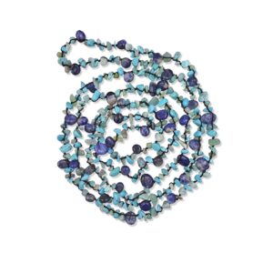 MGR MY GEMS ROCK! Beaded Sodalite Mix Stone Endless Infinity Long or Multi layered Boho Statement Necklace, 60" Long.