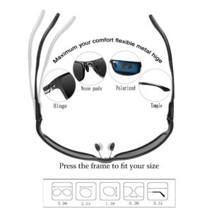 BIRCEN Polarized Mens Sunglasses: UV Protection Black Blue Shades for Men Sport Driving with Al-Mg Metal Frame