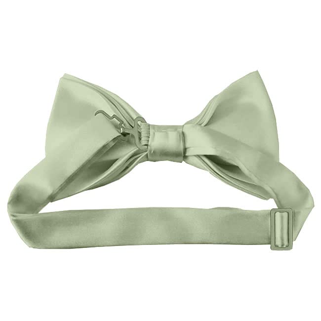 Romario Manzini Solid Light Sage Green Color Men's Pre-Tied Bow Tie