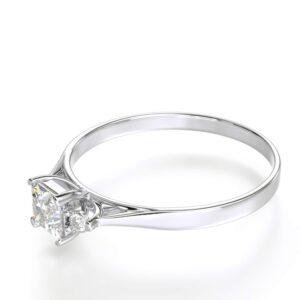 The Jewelry Galleria 14K White Gold Princess Cut Center Stone White CZ 3 Three Stone Engagement Ring Size 7