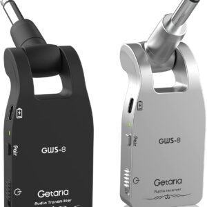 Getaria Wireless Guitar System 2.4GHz Wireless Guitar Transmitter Receiver Electric Guitar Wireless Rechargeable Lithium Battery Audio Guitar Wireless System